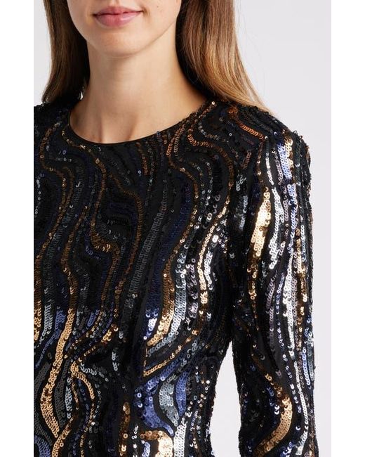 Vince Camuto Sequin Swirl Long Sleeve Cocktail Dress in Black | Lyst Vince Camuto Sequin Swirl Long Sleeve Cocktail Dress in Black | Lyst