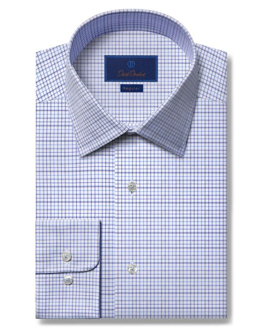 David Donahue Blue Regular Fit Check Dress Shirt for men