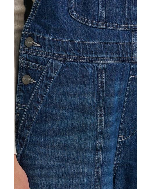 Lee Jeans Blue Distressed Relaxed Denim Overalls
