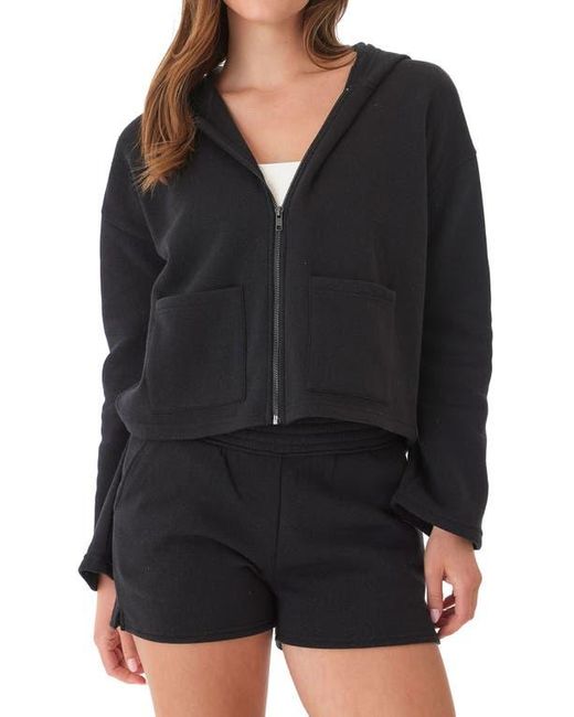 Threads For Thought Black Raychelle Front Zip Crop Hoodie