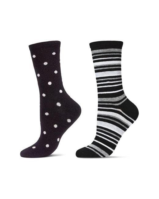Memoi Black Assorted 2-Pack Crew Socks