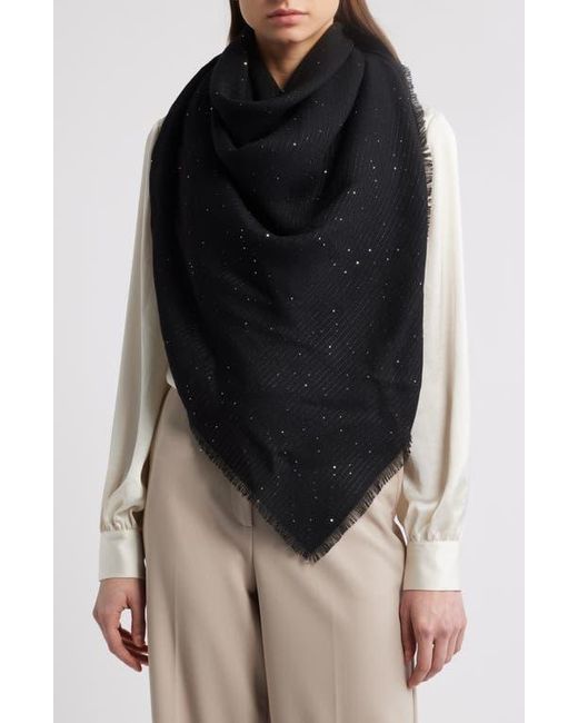 Rag & Bone Black Stella Sequin Virgin Wool Blend Square Scarf
