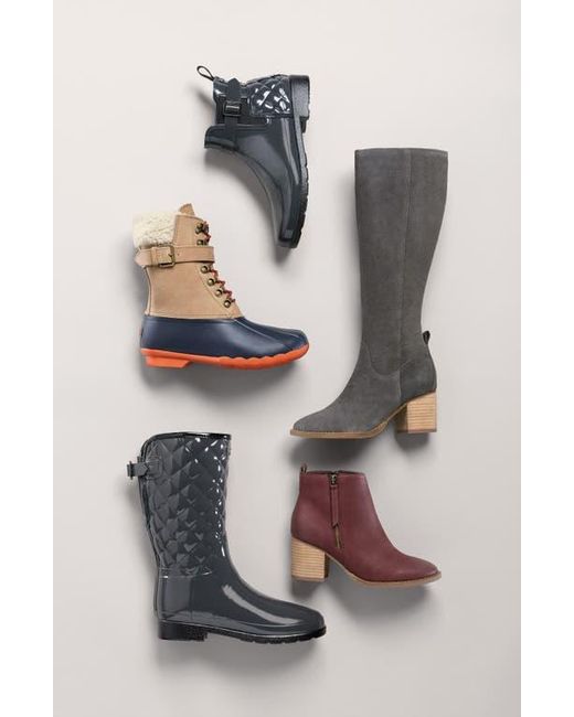 Hunter Black Refined High Gloss Quilted Short Waterproof Rain Boot