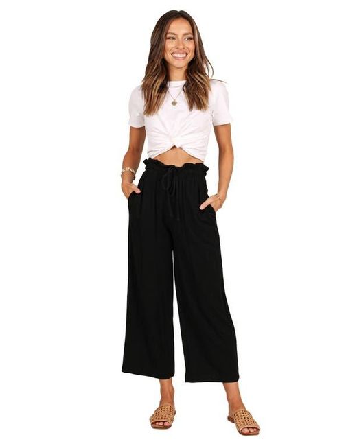 Petal & Pup Black Hawthorne Linen Blend Wide Leg Crop Pants