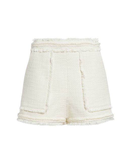 Cinq À Sept Natural Imitation Pearl Cotton Tweed Shorts