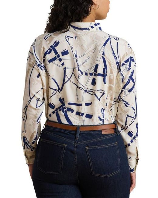 Ralph Lauren Black Belting Print Classic Fit Crepe Button-Up Shirt