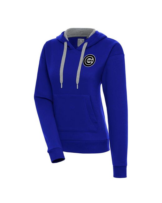 Antigua Blue Chicago Cubs Brushed Metallic Victory Pullover Hoodie At Nordstrom