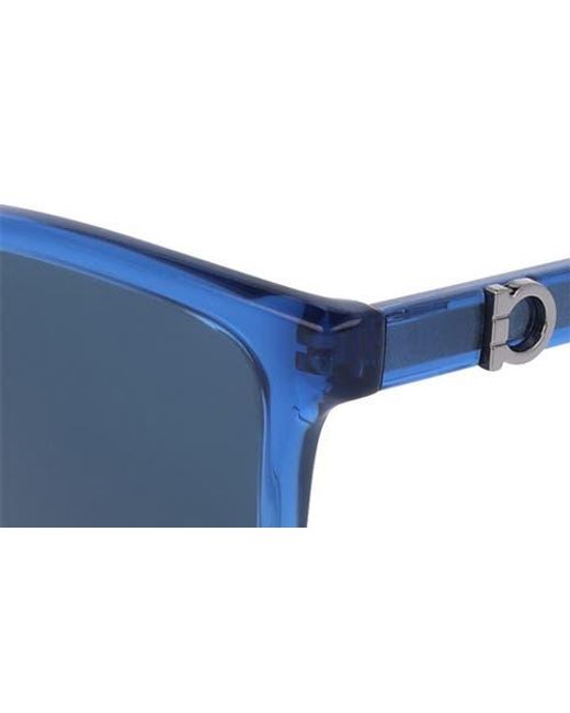 Ferragamo Blue 55Mm Rectangular Sunglasses for men