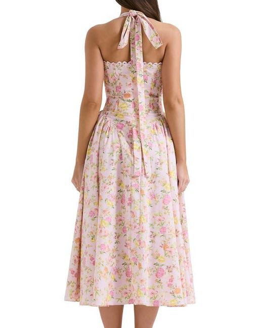 House Of Cb Pink Adabella Floral Pleated Halter Sundress