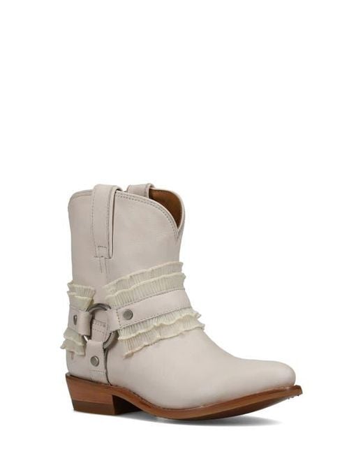 Frye White Billy Ruffle Harness Bootie