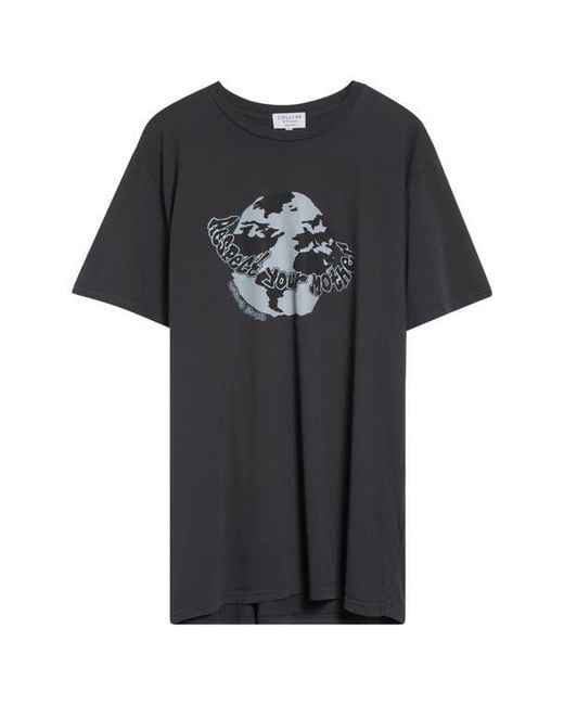 Collina Strada Gray Oversize Organic Cotton Graphic T-Shirt