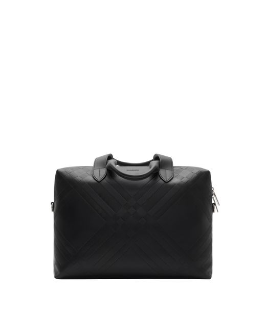 Burberry Black Embossed Check Briefcase for men