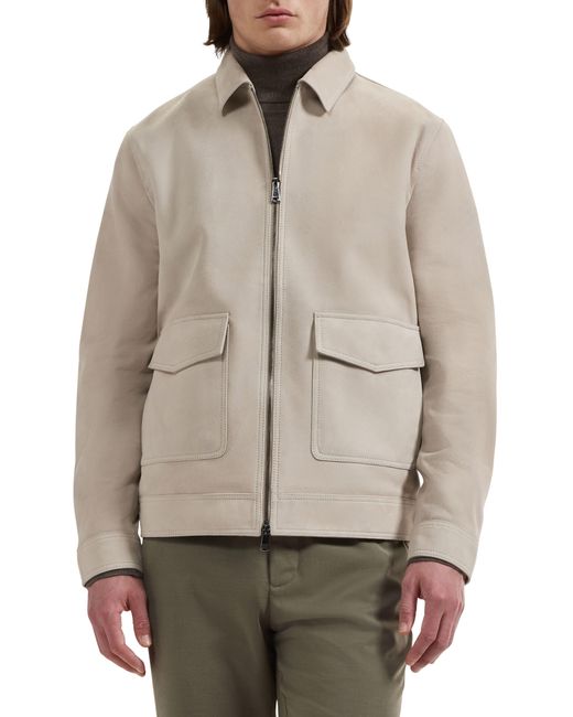 Bugatchi Natural Suede Bomber Jacket for men