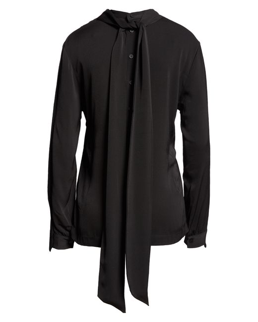 Balenciaga Black Mixed Media Tie Neck Reversible Wool Cardigan