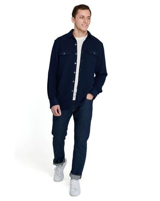 Con.struct Blue Slim Fit Solid Shirt Jacket for men