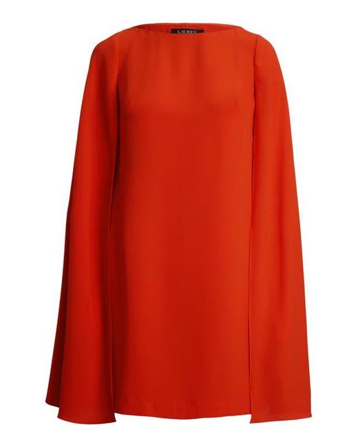 Ralph Lauren Red Capelet Georgette Cocktail Dress
