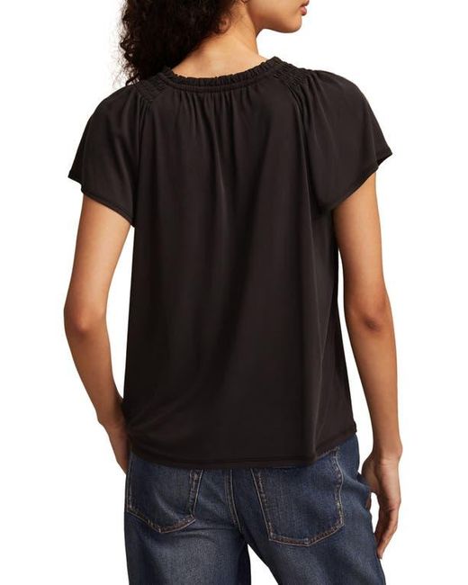 Lucky Brand Black Sandwash Notch Neck Top