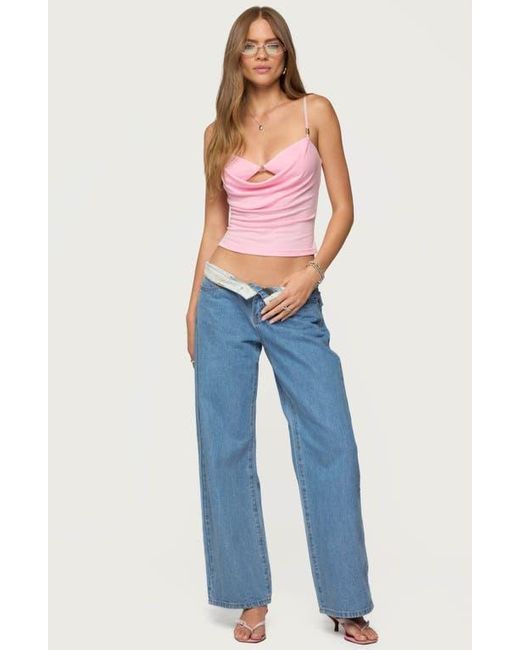Edikted Red Cowl Neck Halter Crop Top