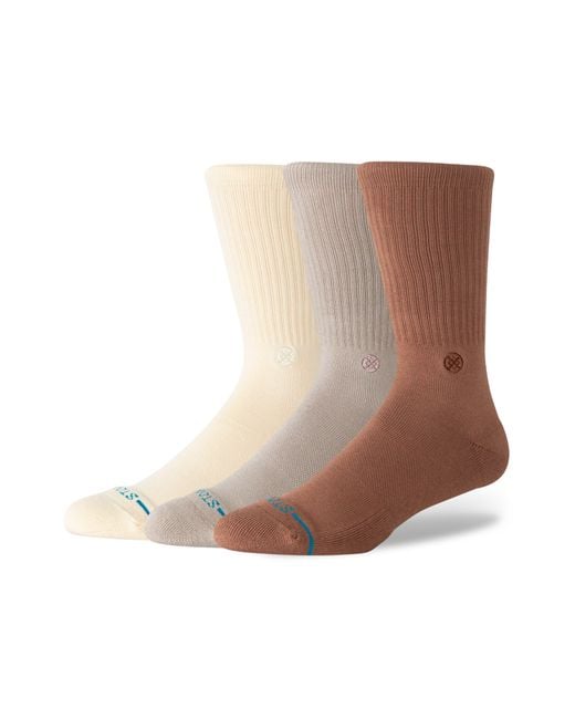 Stance Natural Icon Assorted 3-Pack Crew Socks for men