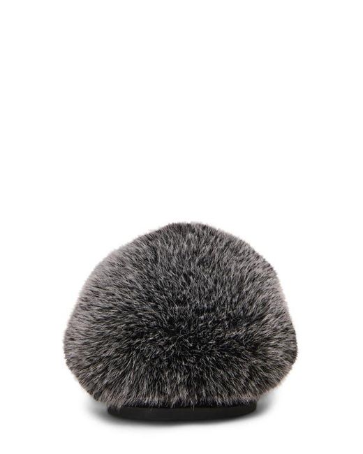 Steve Madden Black Poof Faux Fur Slipper