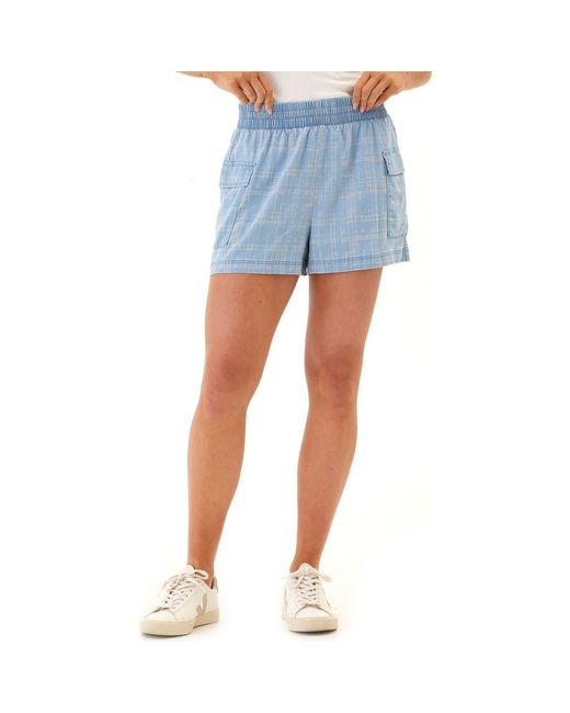Threads For Thought Blue Alayna Plaid Stretch Cargo Shorts