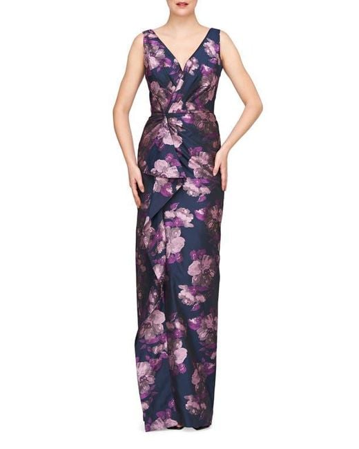 Kay Unger Blue Kennedy Column Gown