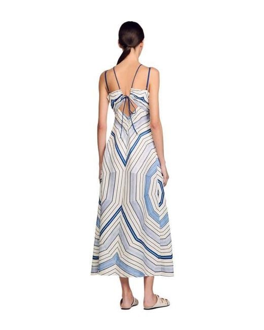 Sandro White Spiral-Motif Maxi Dress