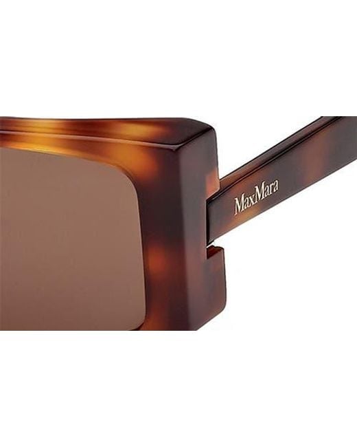 Max Mara Brown Spark 54Mm Rectangular Sunglasses