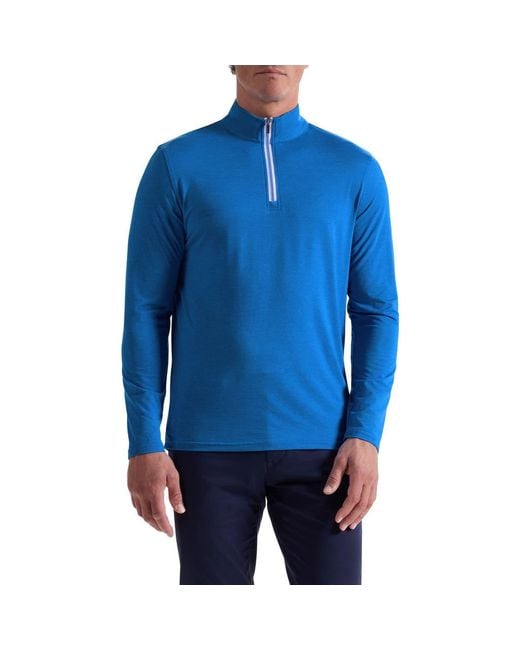 Bugatchi Blue Quarter Zip Pullover for men