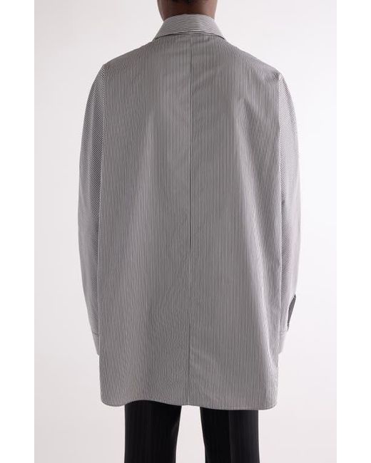 Givenchy Gray Twisted Sleeve Stripe Cotton Overshirt for men