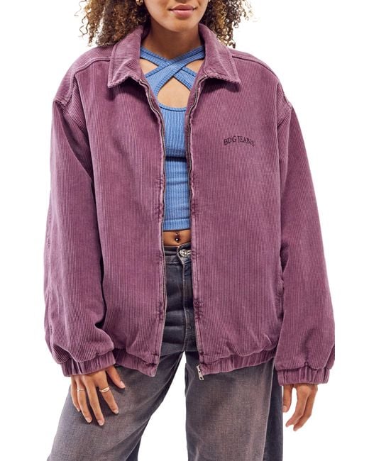 BDG Purple Oversize Corduroy Harrington Jacket
