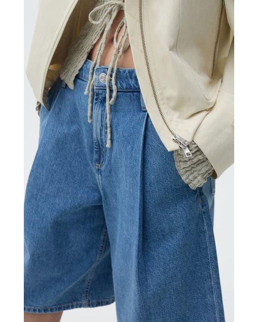 Mango Blue Dart Bermuda Denim Shorts
