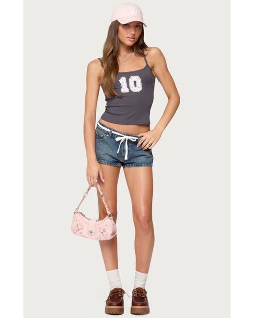 Edikted Blue 10 Patch Stretch Cotton Camisole