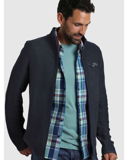 Weird Fish Blue Transom Full Zip High Neck Jacket for men