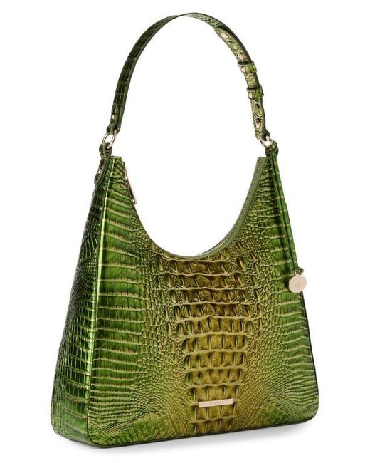 Brahmin Green Tabitha Croc Embossed Leather Shoulder Bag