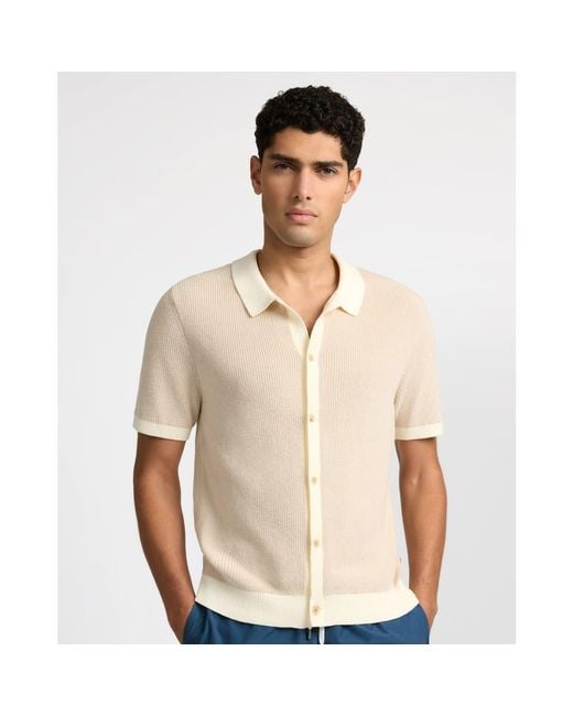 Onia Natural Cotton Linen Button Up Sweater for men