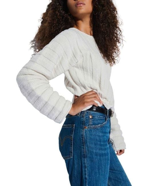 Nation Ltd Gray Ronan Rib Cotton Blend Velour Sweater
