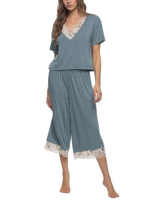 Felina Blue Amelie Crop Pajamas
