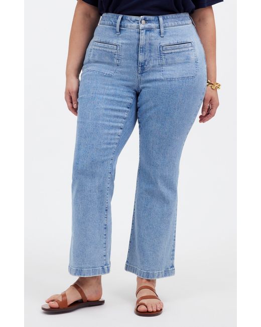 Madewell Blue Curvy Patch Pocket Mid Rise Kick Out Crop Jeans