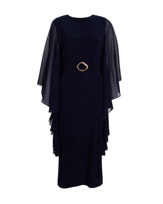 Quiz Blue Chiffon Frill Midi Dress