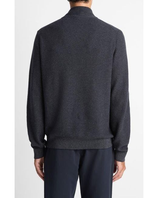 Vince Blue Geometric Jacquard Wool & Cashmere Quarter Zip Pullover for men
