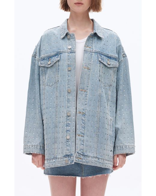 Bayeas Blue Oversize Rhinestone Denim Jacket