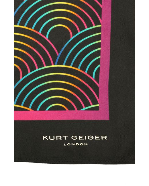 Kurt Geiger Black Southbank Rainbow Silk Square Scarf