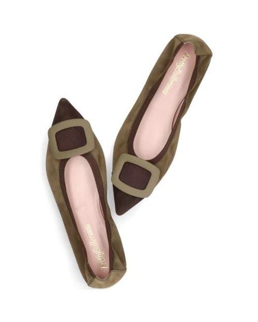 Pretty Ballerinas Brown Pointed Toe Elasticated Ballet Flat
