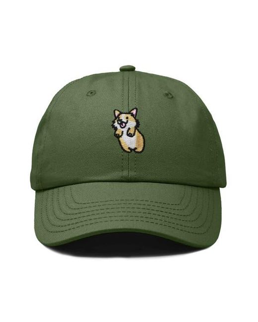 Alix Green Leaping Corgi Embroidered Cap