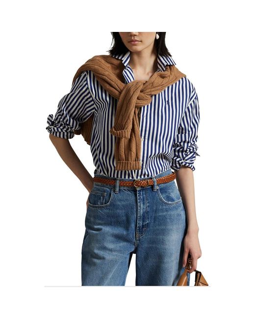 Polo Ralph Lauren Blue Stripe Relaxed Fit Cotton Button-Up Shirt