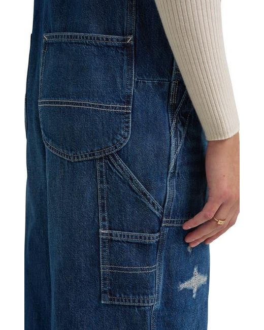 Lee Jeans Blue Distressed Relaxed Denim Overalls