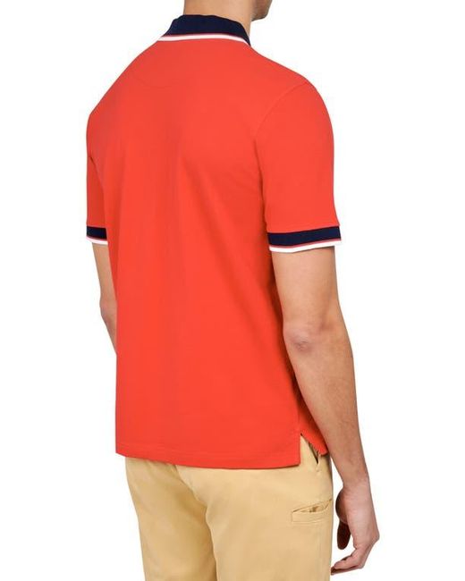 Con.struct Red Slim Fit Solid Cotton Stretch Pique Polo for men
