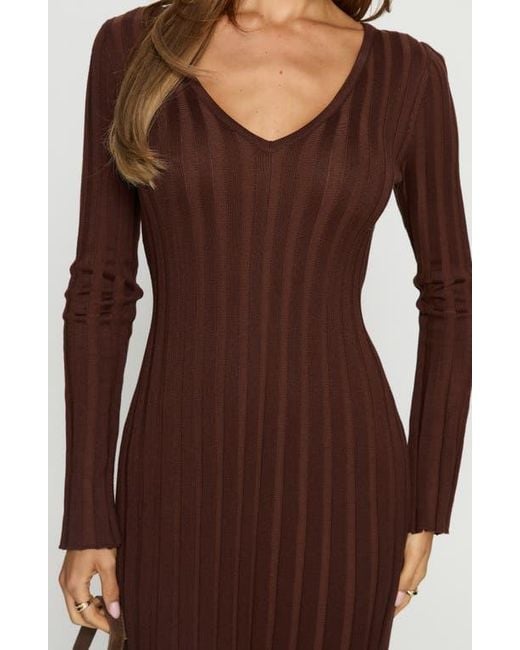 Princess Polly Gratuita Long Sleeve Rib Maxi Sweater Dress in Brown | Lyst Princess Polly Gratuita Long Sleeve Rib Maxi Sweater Dress in Brown | Lyst