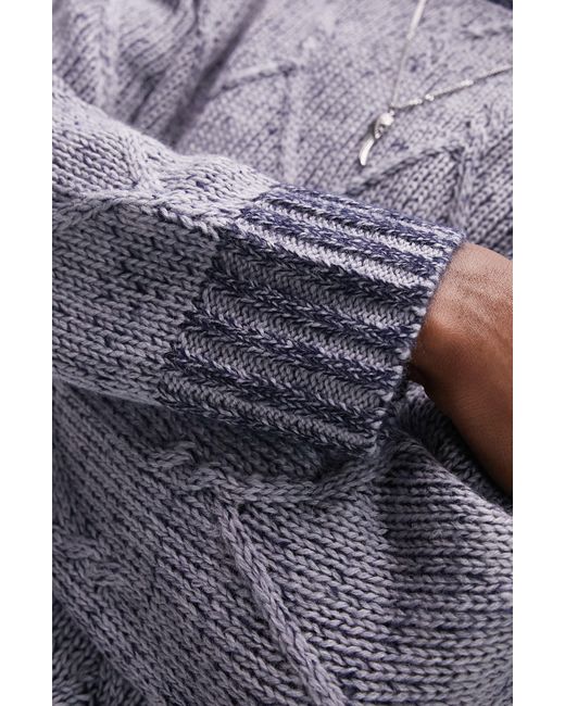 Topman Gray Space Dye Zigzag Jacquard Crewneck Sweater for men